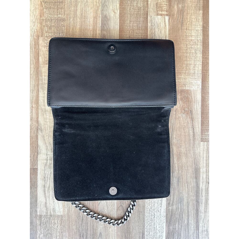 Zara Black Leather Pony Skin Snake Embossed Chain Trimmed Bag - Picture 4 of 5